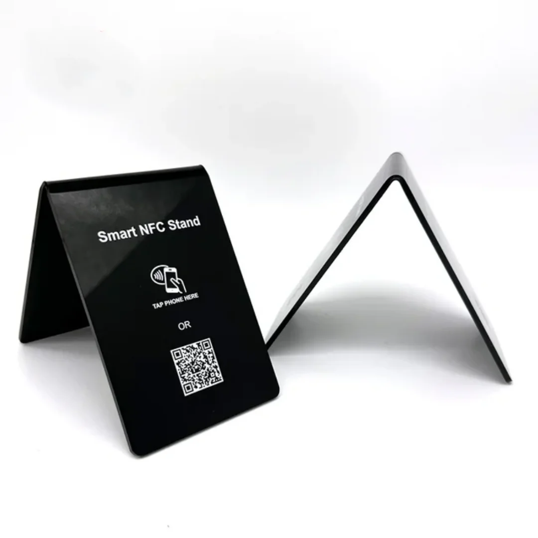 Custom NFC Stand Social Media Review NFC PVC Google Review Card Menu Display Stand