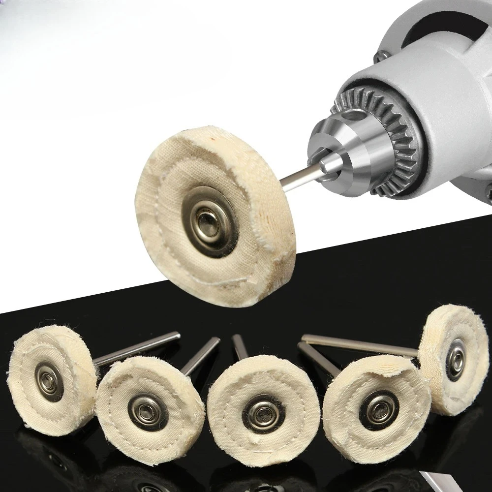 

10 шт., 25 мм, тканевый полировальный круг, буферная подушечка, хлопковый абразивный инструмент, полировальный круг для ювелирных изделий, полировальная подушечка для аксессуаров Buff Dremel