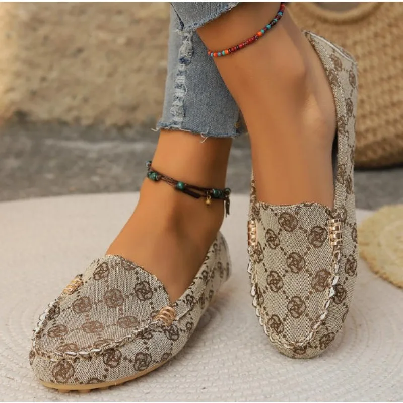 

Spring/Autumn Classic Round Toe Flat Non-Slip Casual Loafers FashionTemperament Shallow Mouth Comfortable Women's Walking Shoes