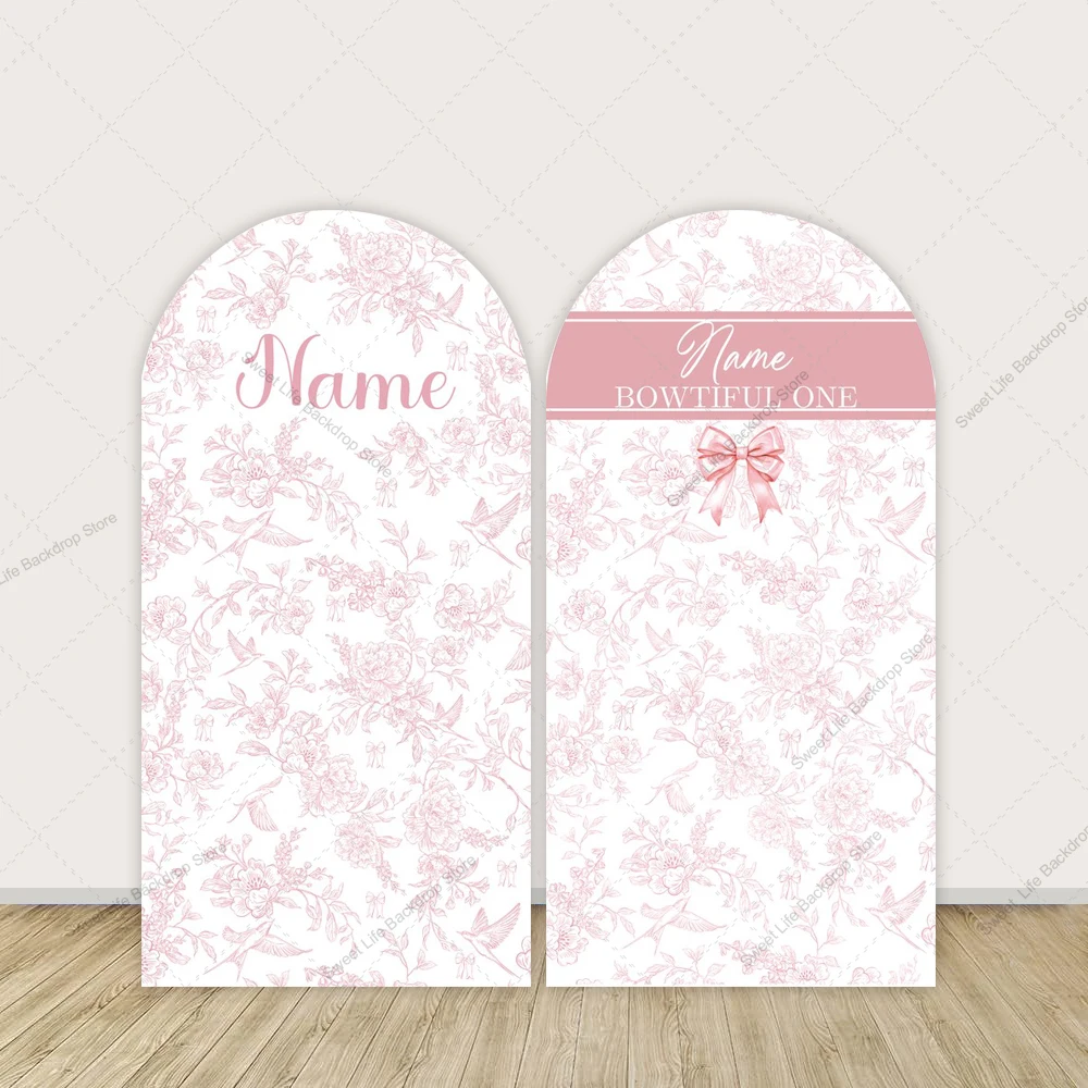 

Розовый цветочный узор с птицами, арка, фон, чехол для девочек, первый день рождения, чехлы для детского душа, арка Chiara, фон, индивидуальный текст