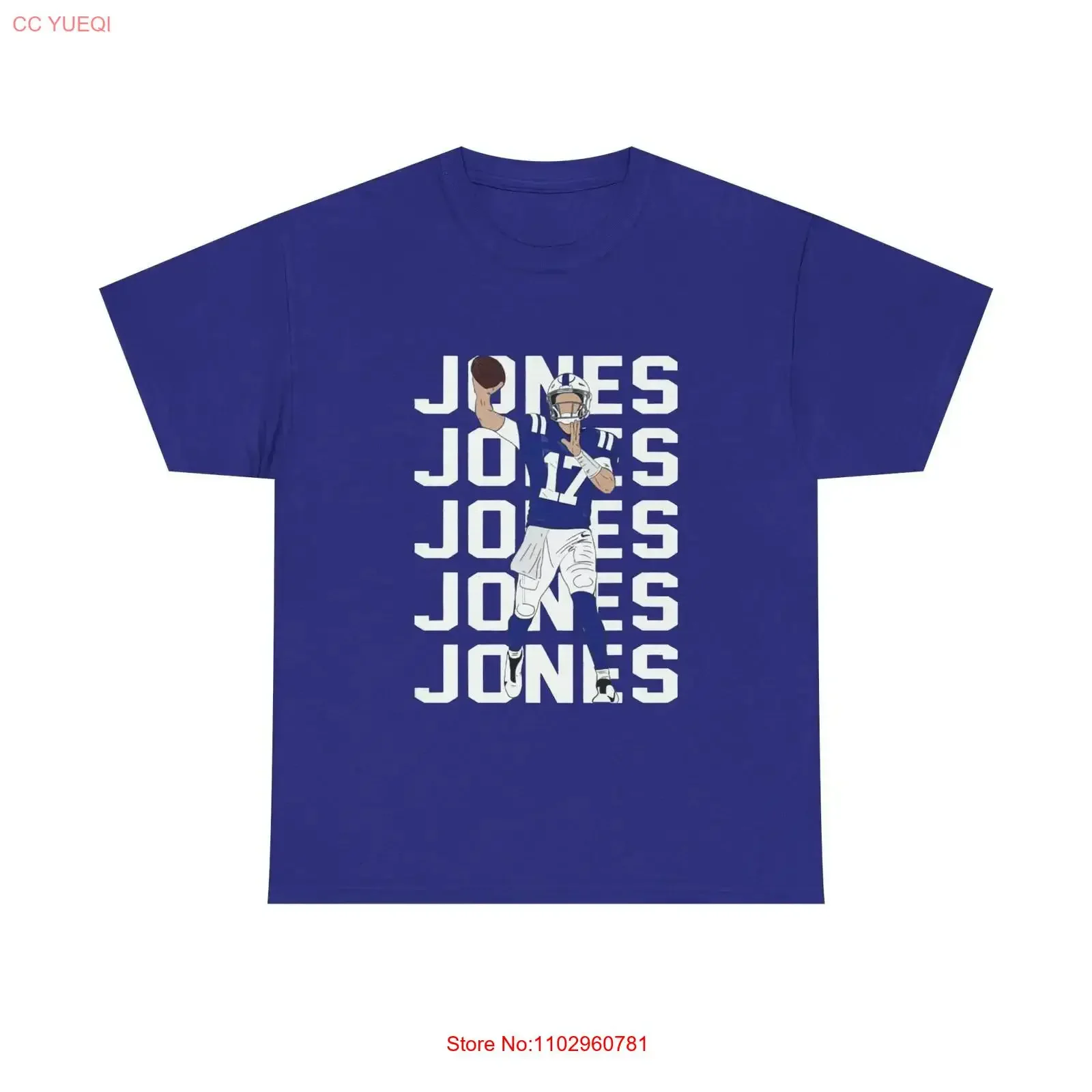 Camiseta AZUL Blue Indianapolis Daniel Jones con estampado de texto, estilo vintage, lavada, suave, versátil, elástica, para uso diario, unisex