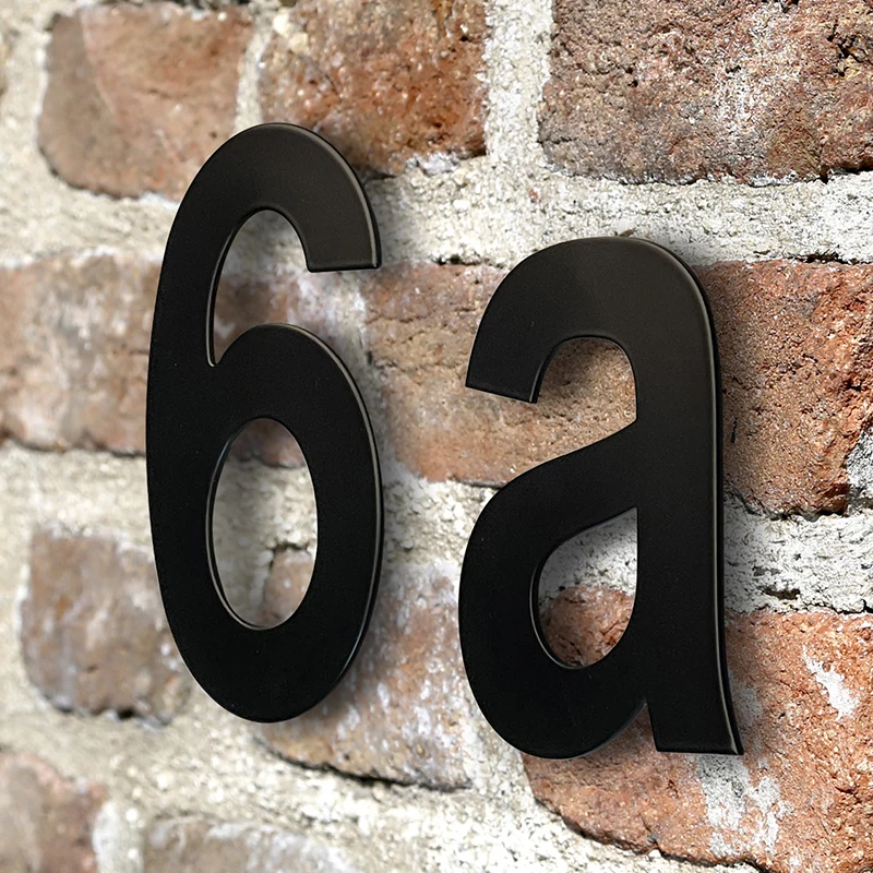 

15/20/30cm Stainless Steel House Number Outdoor 6/8/12 inch Black Apartment Door Number Metal Address Sign #0-9 With Screws