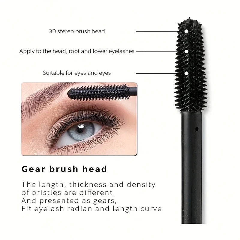 Mascara imperméable à l'eau à fourchette vert foncé, longue boucle, allongement optique, naturel, longue durée, sans bavure