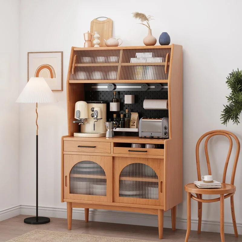 High Against The Wall, Japanese Style Household Pantry, Kitchen Cupboard, Cherry Wood Wine Cabinet