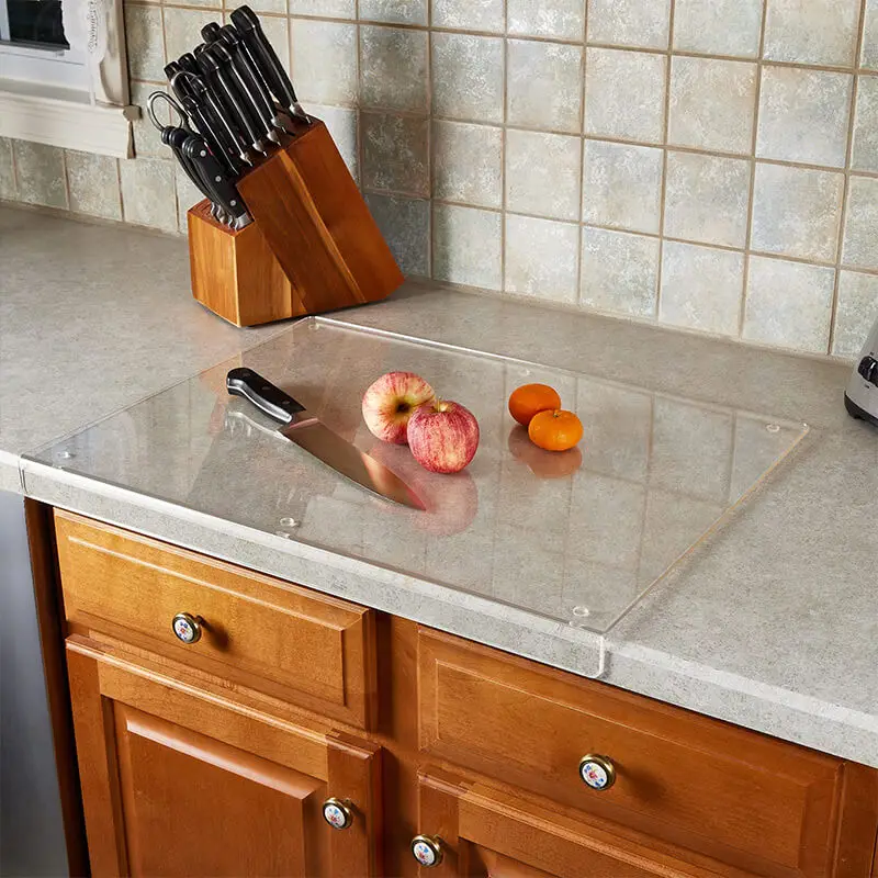 Acrylic Anti-slip Transparent Cutting Board with Lip for Kitchen Counter Countertop Protector Home Restaurant kitchen gadgets