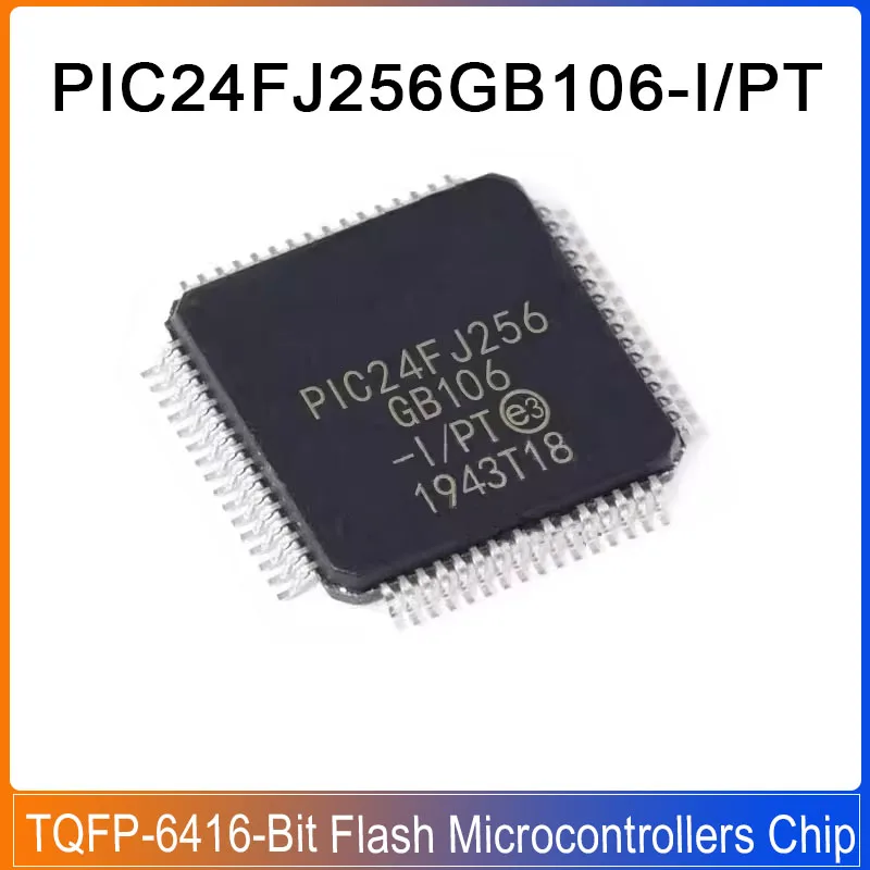 Chip de microcontroladores Flash de 16 bits, PIC24FJ256GB106-I/PT, PIC24FJ256GB106, 256GB106, PIC24FJ, PIC, TQFP-64