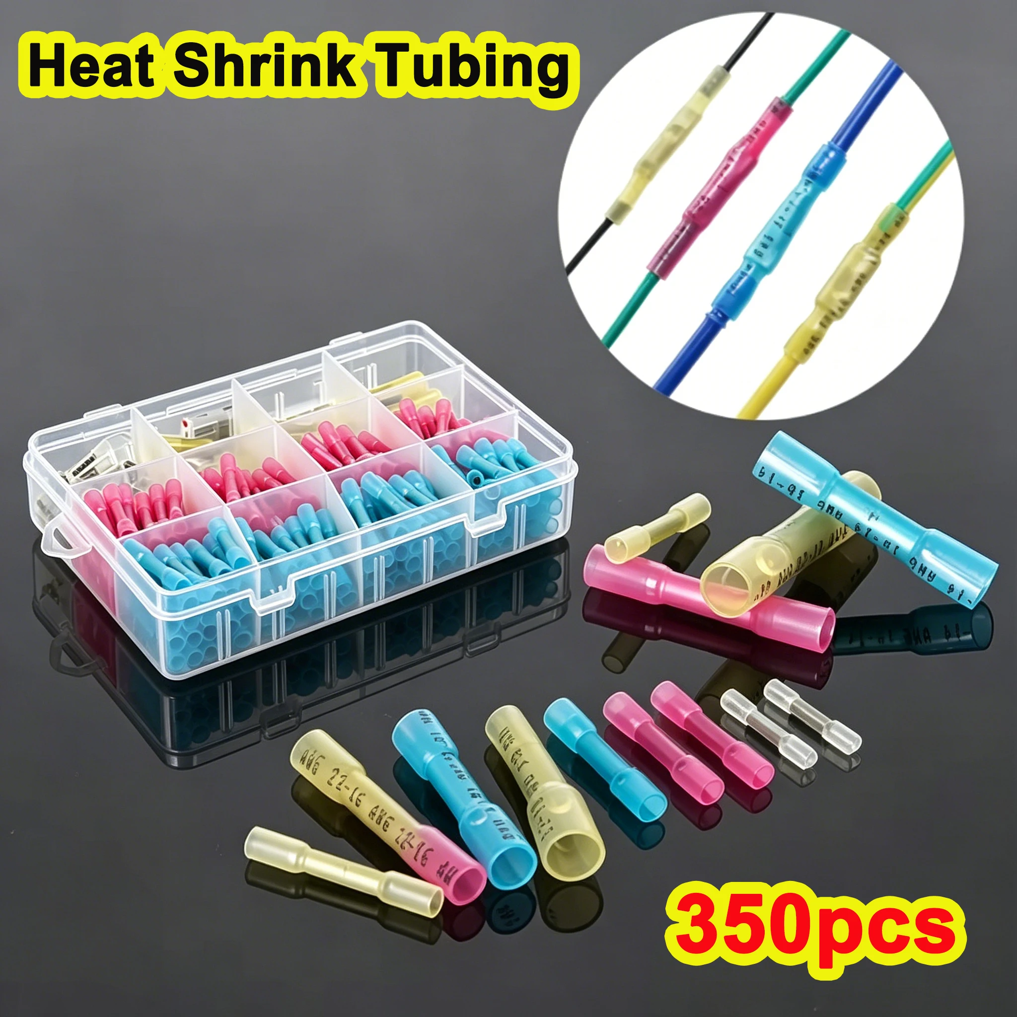 Waterproof Seal Heat Shrink Butt Connectors Electrical Wire Splice Cable Crimp Terminals Connectors Kit 80/130/220/350PCS Box