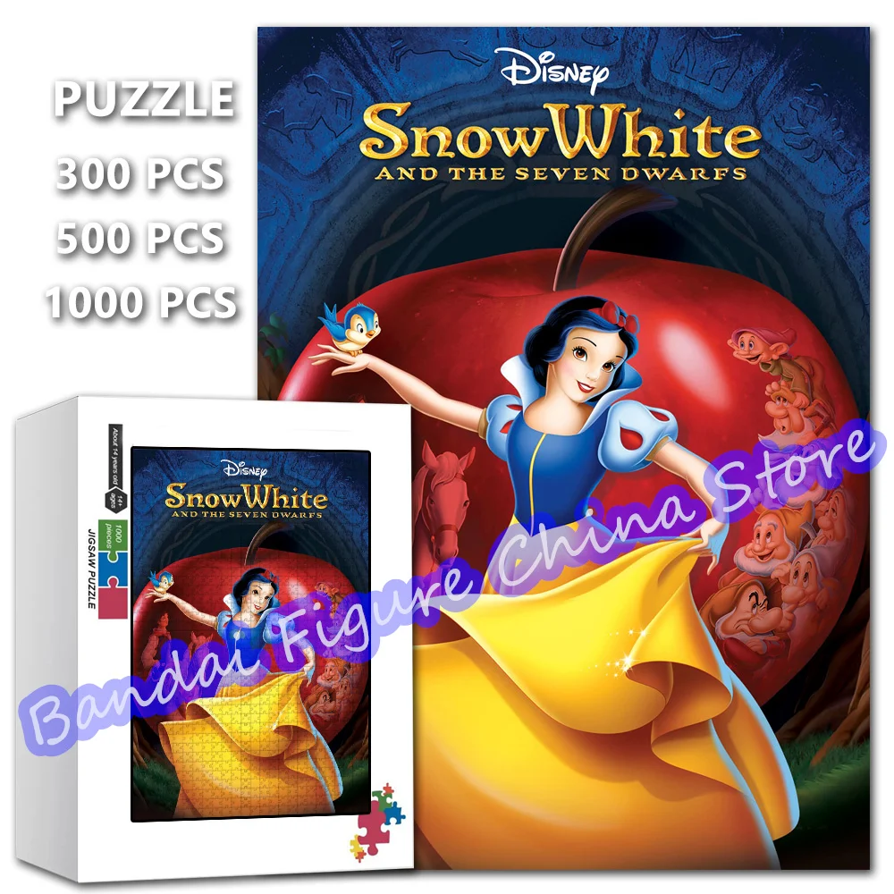 

Disney 300/500/1000 Pieces Jigsaw Puzzles Snow White and The Seven Dwarfs Cartoon Print Puzzle Kids Decompress Educational Toys