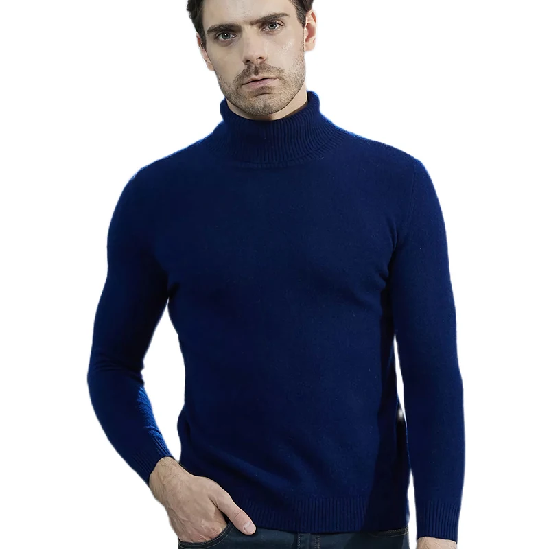 Men Knitted Sweaters Cashmere Sweater 100% Merino Wool Turtleneck Long-Sleeve Thick Pullover Winter Autumn Male Jumpers Clothing