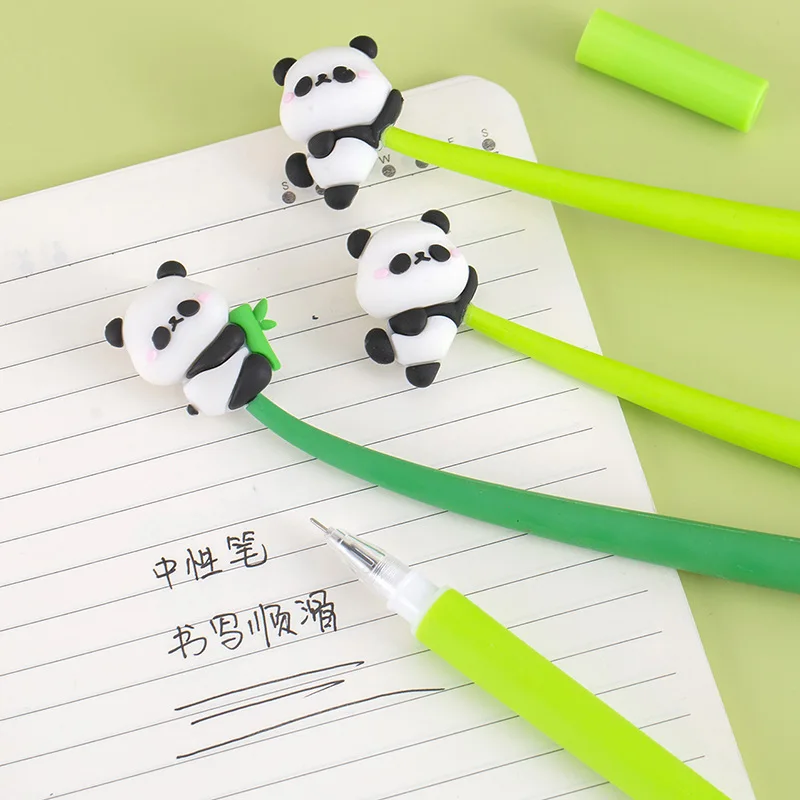 Imagem -03 - Bonito dos Desenhos Animados Panda Gel Pen Mix Color Urso Kawaii Soft Shake Canetas Tinta Preta Escrita Papelaria Escola Presentes 0.5 mm 10 Pcs por Lote