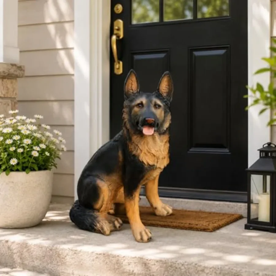 Life-Size Garden Statue - 18.9 Tall Realistic Resin Dog Sculpture, Heavy-Duty 6.2 LBS Weather-Resistant Outdoor Figurine for Pa