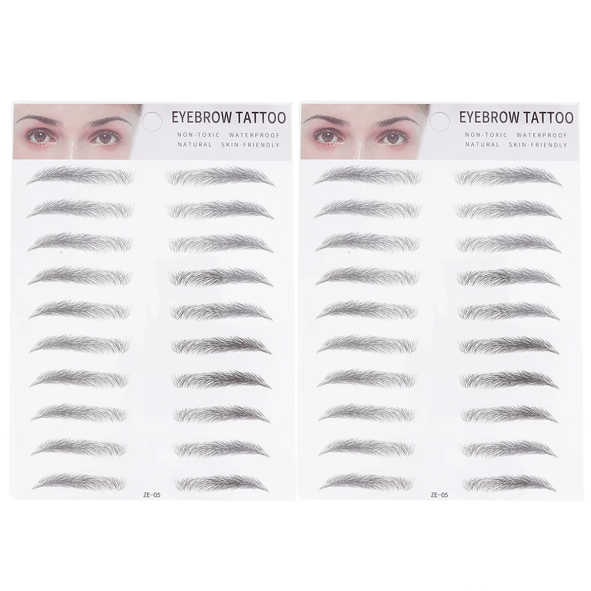 2Pcs Eyebrow Stickers Hair-Like Transfer Tool for Men Women Type 5 Black Easy Apply Full Natural Look Lasts Days