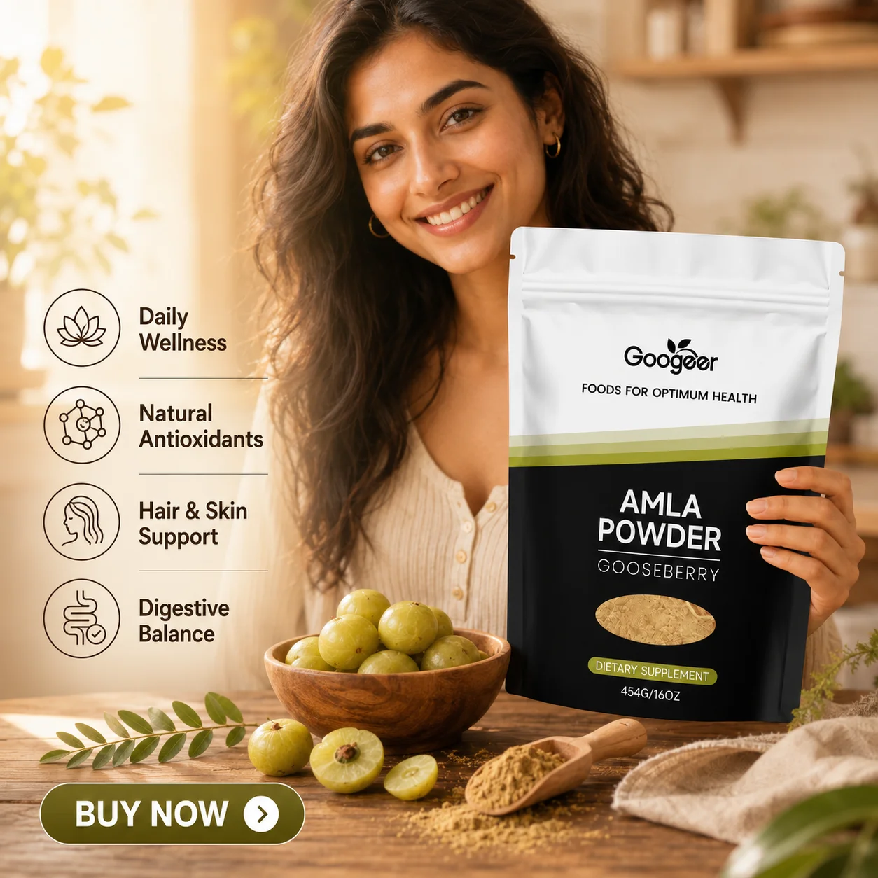 Googeer Amla Powder with Vitamin C and Gooseberry Fruit Powder Daily Energy Support Antioxidant Support 454 G