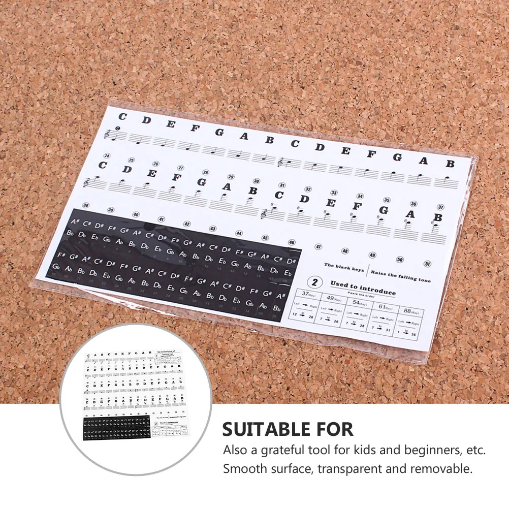 

Piano Stickers Transparent Removable Beginner Learning Aids Durable Layer Coated Piano Accessories Keyboard Parts Instruments