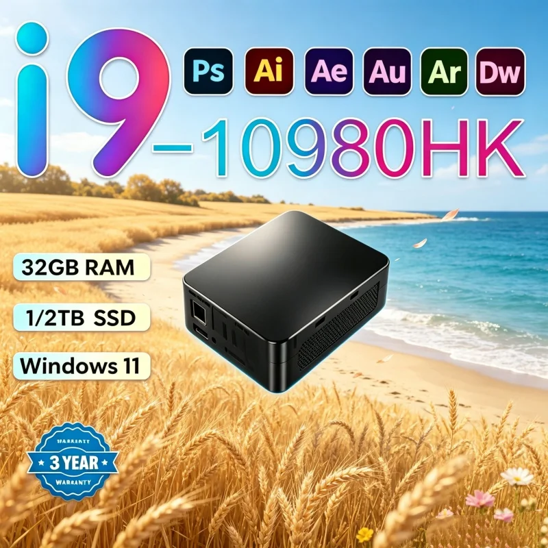 2026 Scintillating Wandering MINI PC Equipped With Windows 11 Pro Core I9 10980HK RAM 1TB SSD WIFI 6 BT5.2 4K HD Terse Gaming