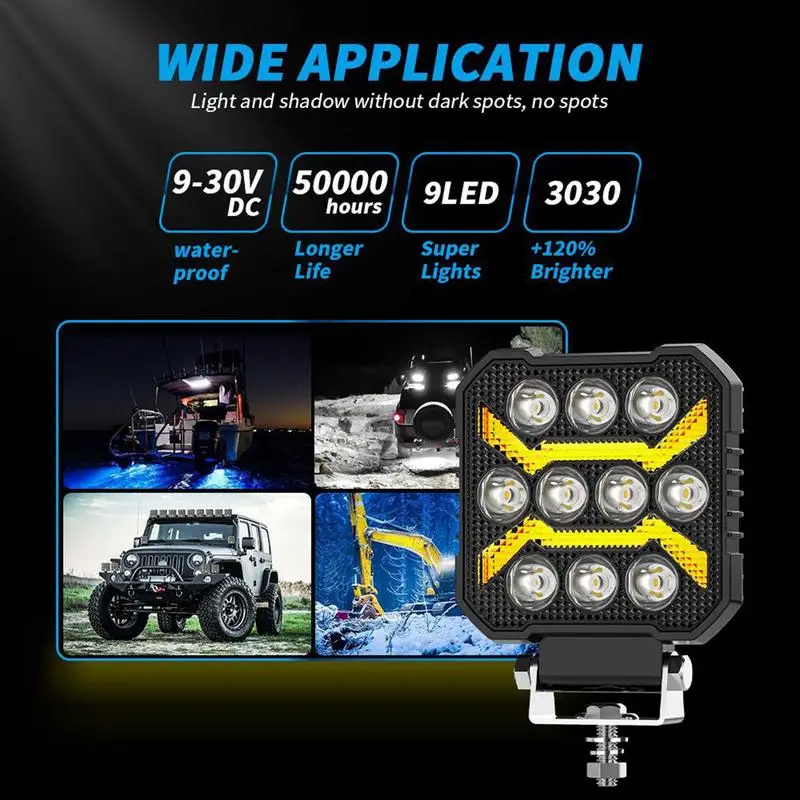 LED Off Road Lights Waterproof 1700LM Tractor Lights 17W Multipurpose Driving Lights Auto Work Light For Trucks Tractors