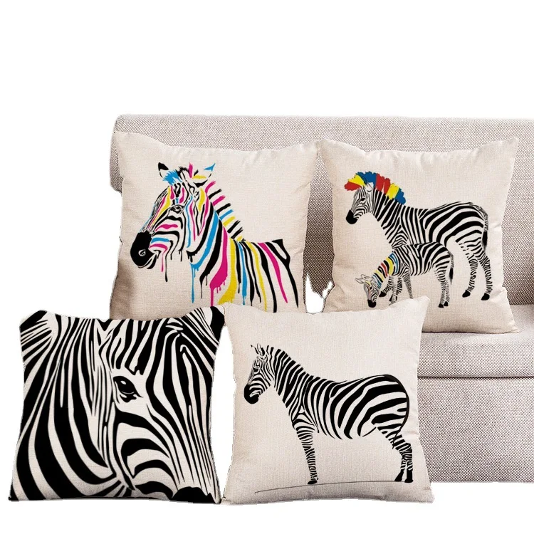 

Rainbow Zebra Pillowcase Black Animal Pillow Cover Decorative Sofa Bed Pillows Case Decor Home 45x45 Bedroom Room Aesthetics