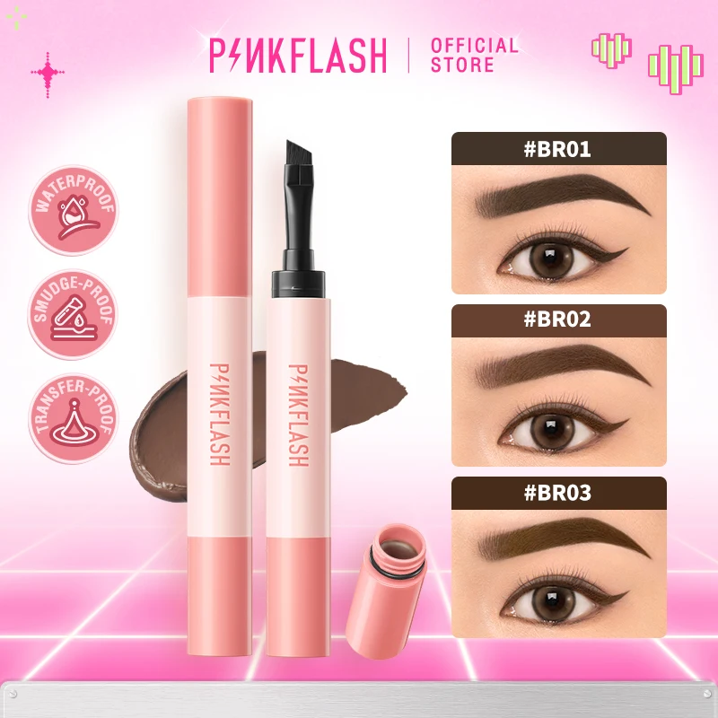 PINKFLASH Waterproof Eyebrow Pomade Enhancers Long-lasting Smooth Quick-drying 3 Colors Eye Brow Gel Tinted Makeup Cosmetics