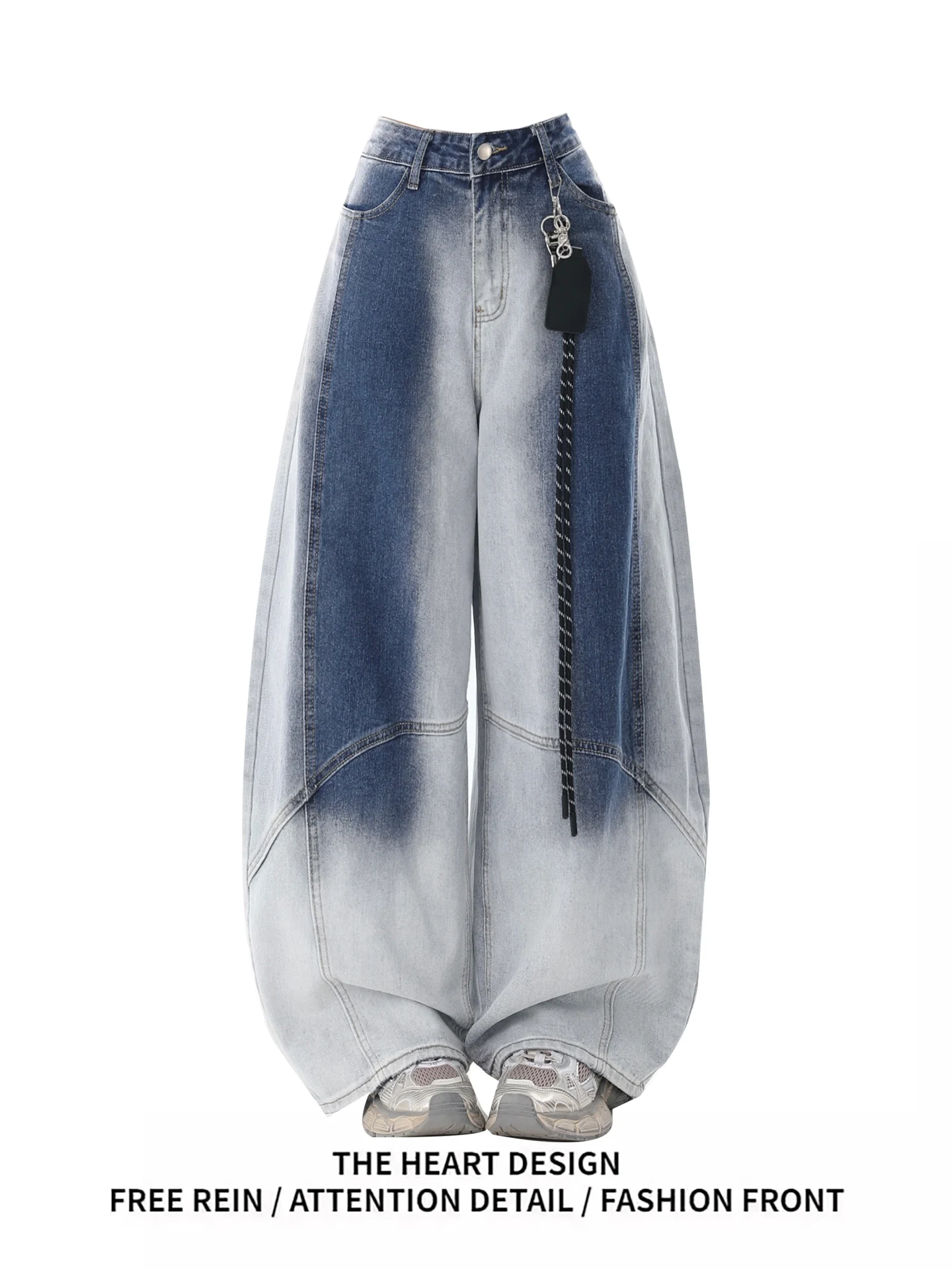

Waed adual American Vintage Women's Jeans High Waist Wide Leg Pants Casual Comfortable Blue Denim Trousers for Autumn