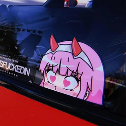 Pink Love Eyes Car Stickers JDM Cartoon Aanime Waterproof Reflective Body Window Helmet Motorcycle Door Windshield Decorate