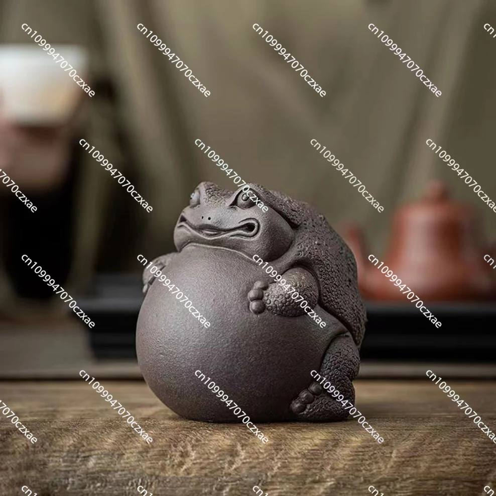 

Purple Clay Tea Pet Lucky Golden Toad Tea Play Creative Office Home Room Ornaments Tea Art Accessories