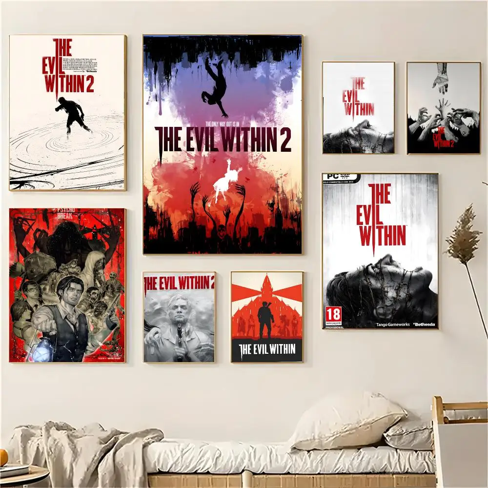 Classic Game T-The Evil Within Poster Wall Art Print Art Suitable For Living Room Bedroom Bar Parlor Home Decoration Gift