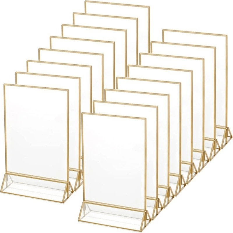 Double Side Acrylic Sign Holder Clear Acrylic Poster Display Stand for Office Restaurant Bakery Stores Hotel Reception