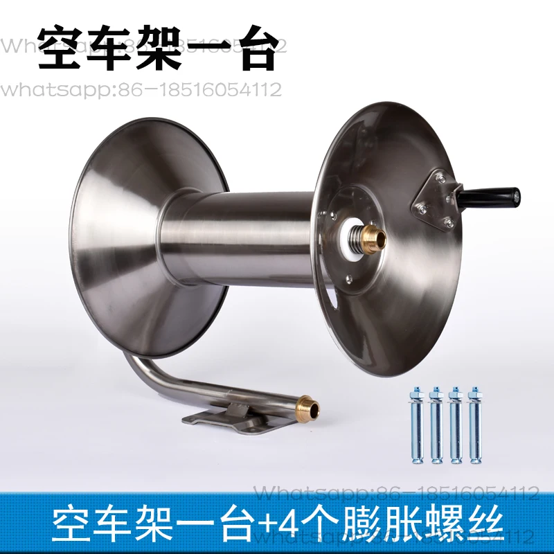 Stainless Steel Garden Reel Heavy Duty Wall Mounted Metal Water Hose Reel 130 Feet 1/2 Inch Hose Capacity Hose Trolley