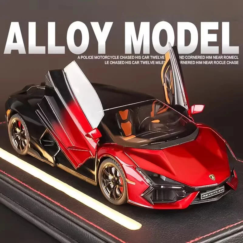 1:24 Lamborghini Revuelto Supercar литые под давлением модели автомобиля со звуком и фотографией подарок на день рождения для коллекции друзей хобби украшение