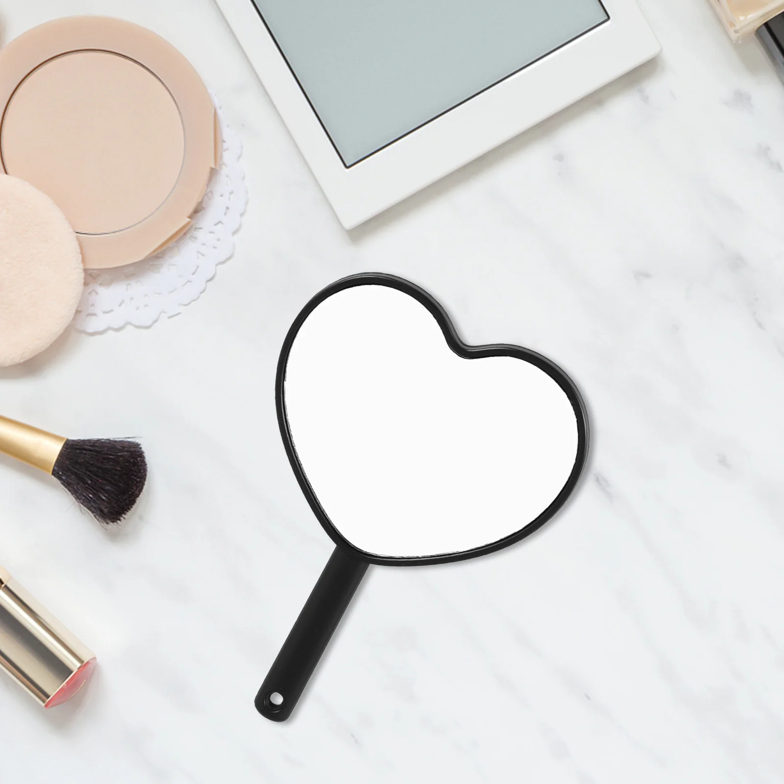 Portátil Love Makeup Mirror com Hole, Handheld para Salon, Vanity