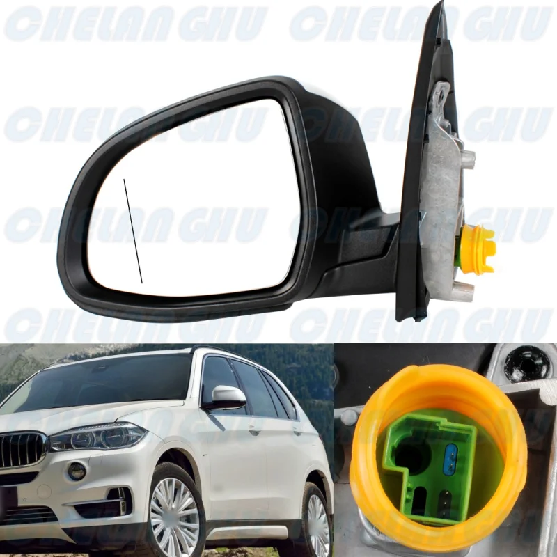 Left Side 5 Pins White Painted Heated Power Adjust Power Fold Turn Lamp Mirror Assembly For BMW X5 F15 2014 2015 2016 2017