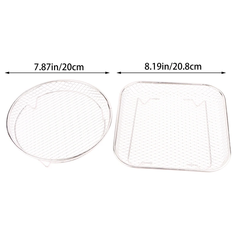 1Pc Air Fryer Rack Stackable Grilling Rack Stainless Steel Grill Basket Non-Stick Airfryer Tray Wire Rack Basket Kitchen Gadgets