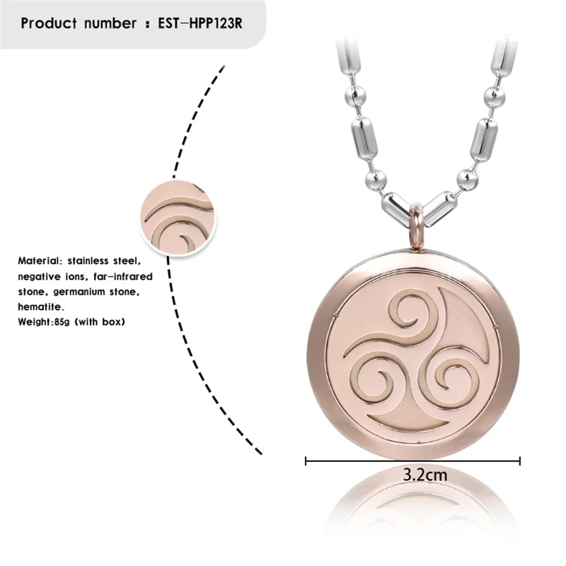 EBUTY Stainless Steel Pendants Peony Flower Pattern Metal Fashion Jewelry Chain Gold Rose Plated High Quality Health Gift