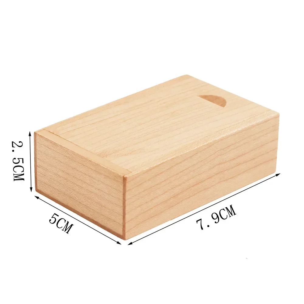 1PCS Free Laser Engraving Natural Wood Gift Boxes with Sliding Top Storage Box for Necklace Ring Free Printing Custom Wood Box