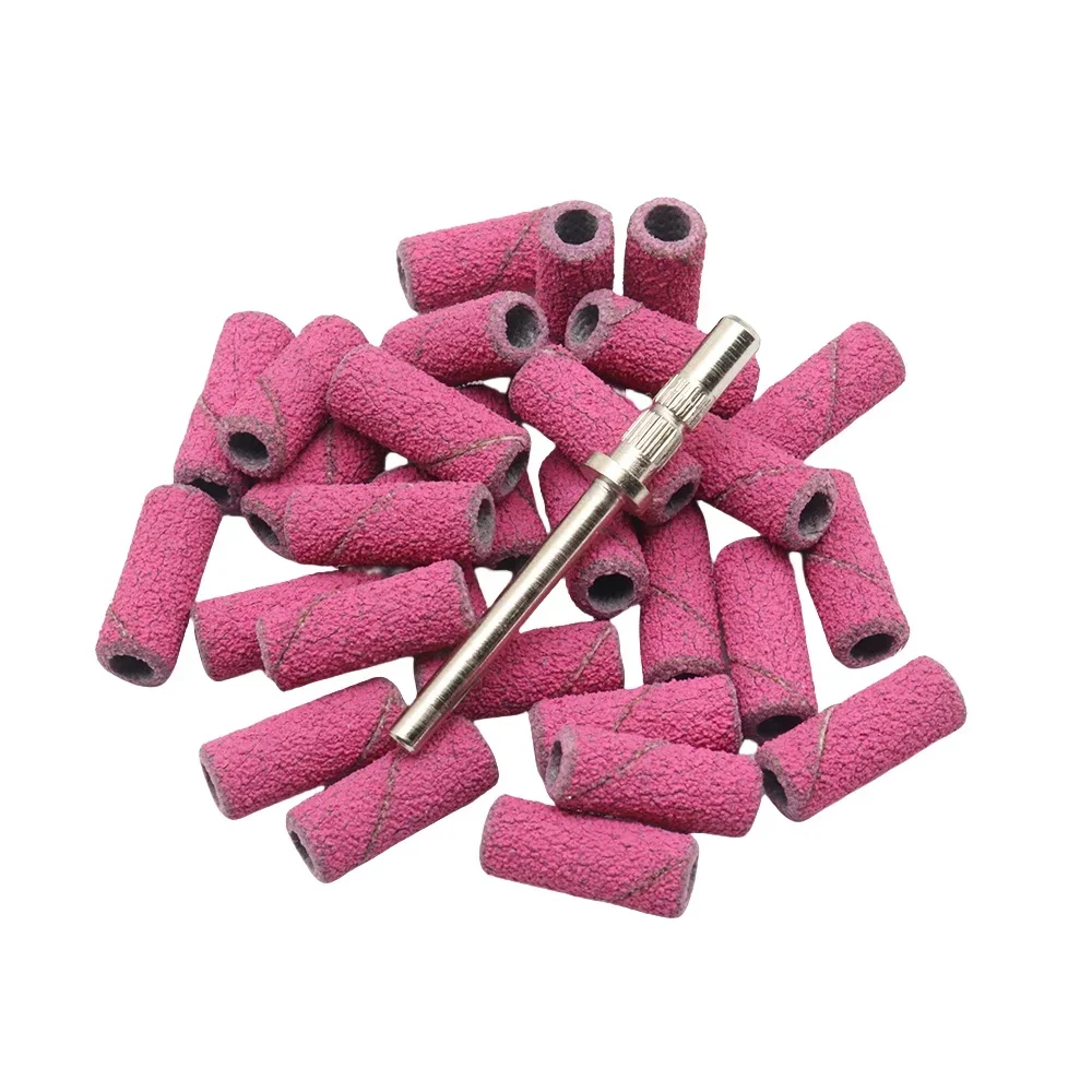 30pcs Per Box with Shaft 3.1mm Mini Zebra Sanding Bands Stainless Steel Nail Drill Bits Mandrel Electric Manicure Accessories To