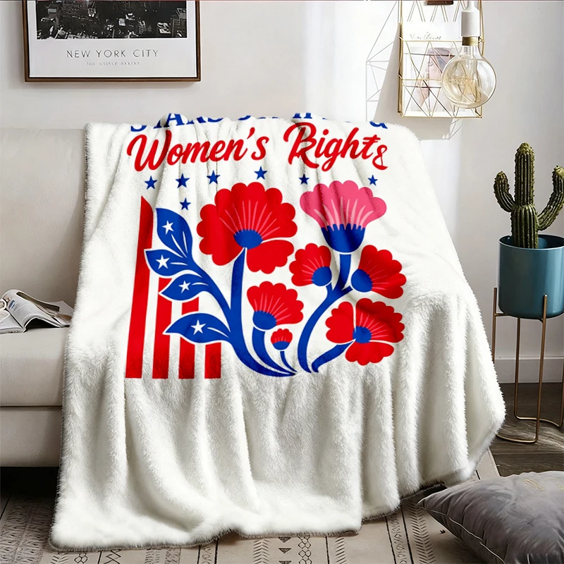 Rights Timeline Flannel Blanket, Feminist History Graphic Flannel Throw, Patriotic Equality Cozy Blanket, Retro Rights