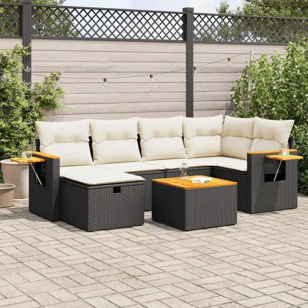 

Stylish Garden Sofa Set Black and Cream White Modern Outdoor Lounge Furniture