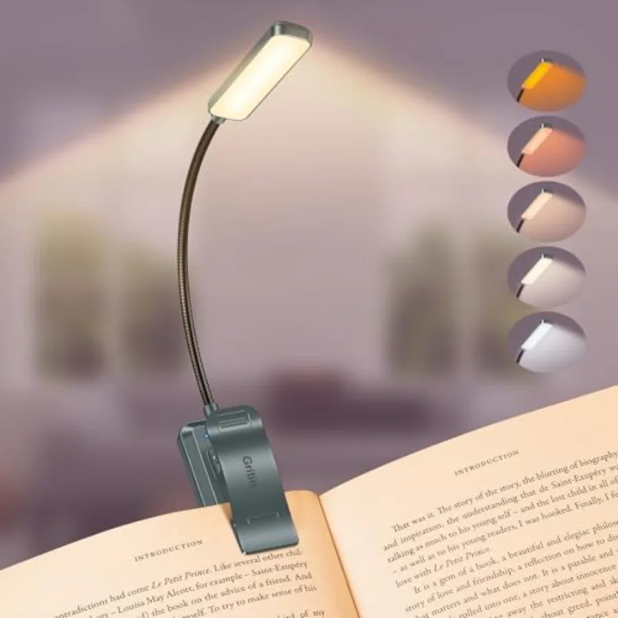 2026 Gen 2 Book Light for Reading- 30 Eye Caring Full Spectrum LED, 5 Colors and 5 Brightness, Adjustable Wide/Narrow Beam, Upg