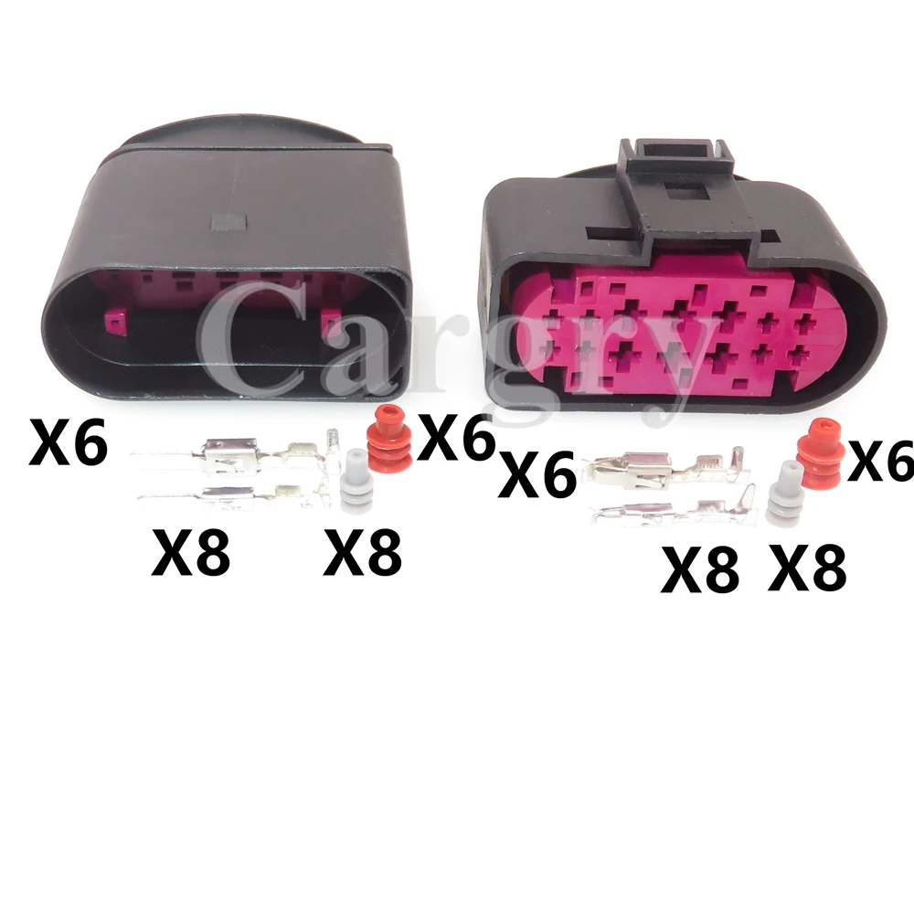1 Set 14P 1J0973837 AC Assembly Auto Male Female Docking Waterproof Socket For Audi VW Car LED Headlights Hybrid Plug 1J0973737