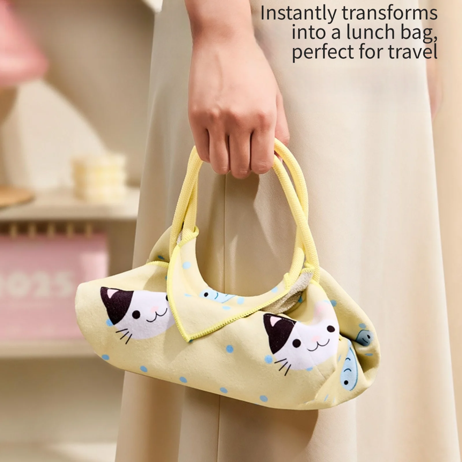 Thermal Insulated Foldable Lunch Bag Lightweight Aluminum Foil Interior for Food Temperature Retention All Day