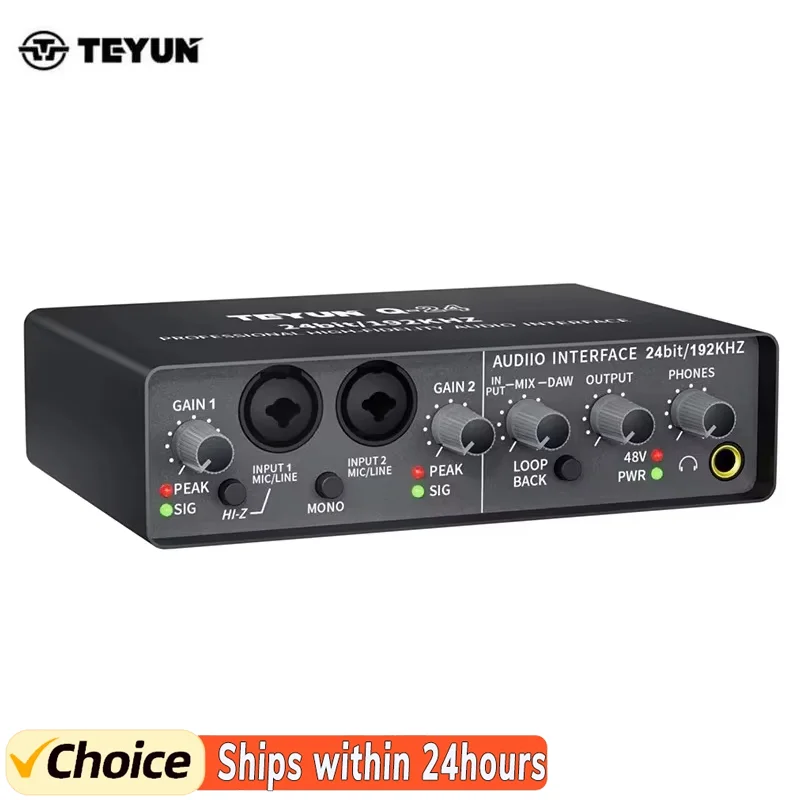 TEYUN Q-24 Q-22 Q-12 Tarjeta de sonido profesional Mezclador de audio Monitoreo de canales Guitarra eléctrica Grabación en vivo para canto en estudio