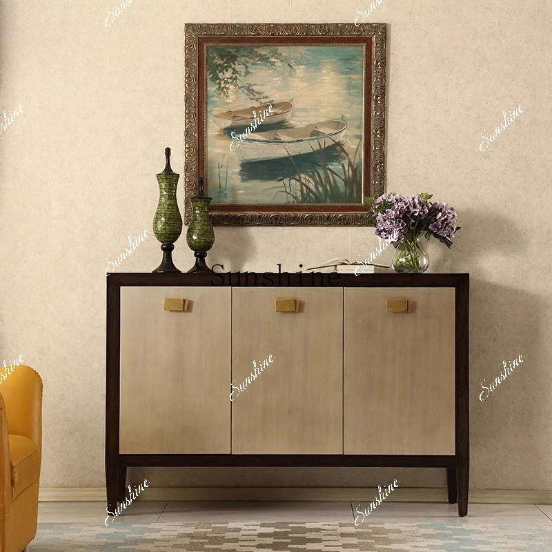 American retro dining side cabinet solid wood screen partition porch table  FT