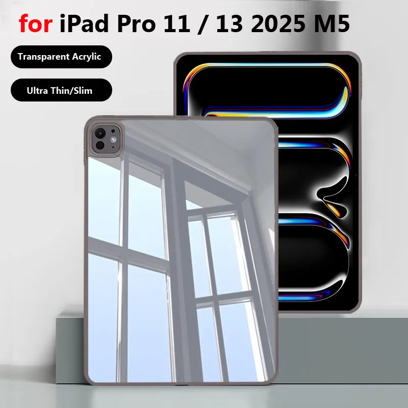 Case for IPad Pro 11 2025 M5 A3358 A3359 Pro 11 13 2024 M4 Pro 13 Inch 2025 Clear Acrylic Shockproof Hard Shell Tablet Cover