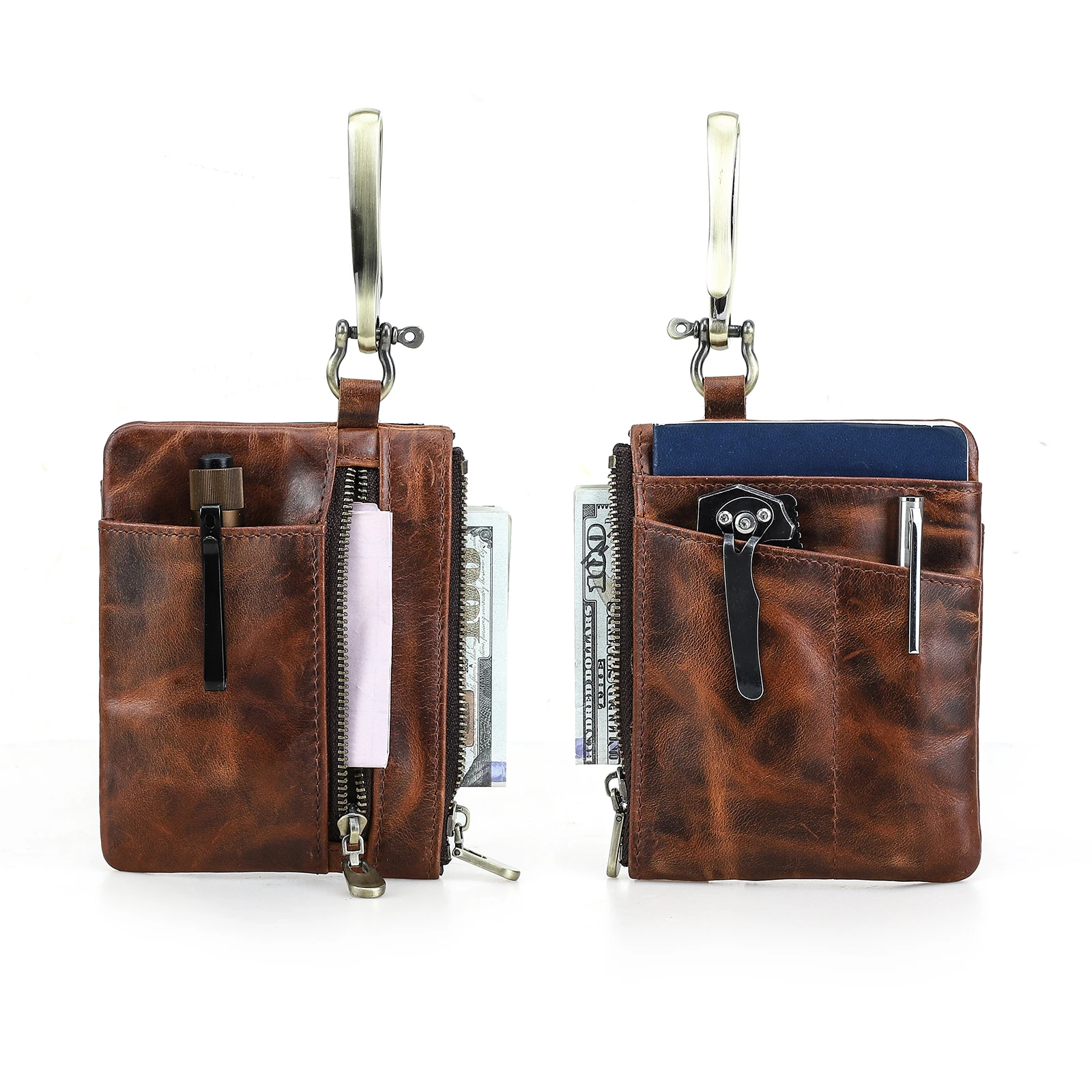 

Handmade Vintage EDC Pocket Storage Organizer Pouch Men's Family Leather Pouch Durable for Camping Hiking Ready