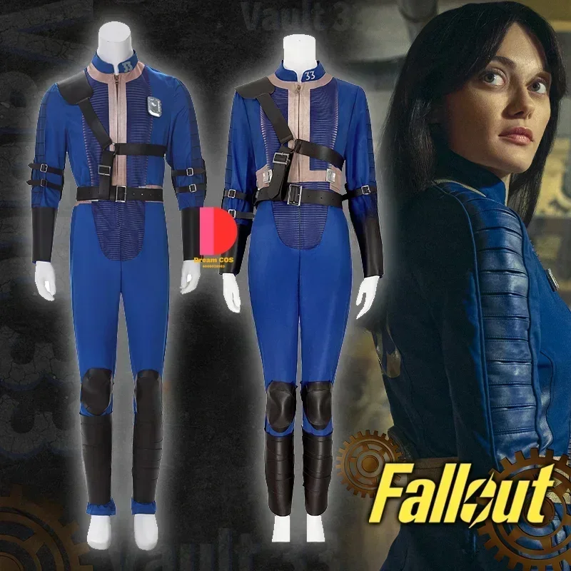 Mn1 outono cos out lucy cosplay traje vault 33 feminino masculino sobrevivente terno macacão uniforme prop crianças vestido de festa de halloween wo8/yg