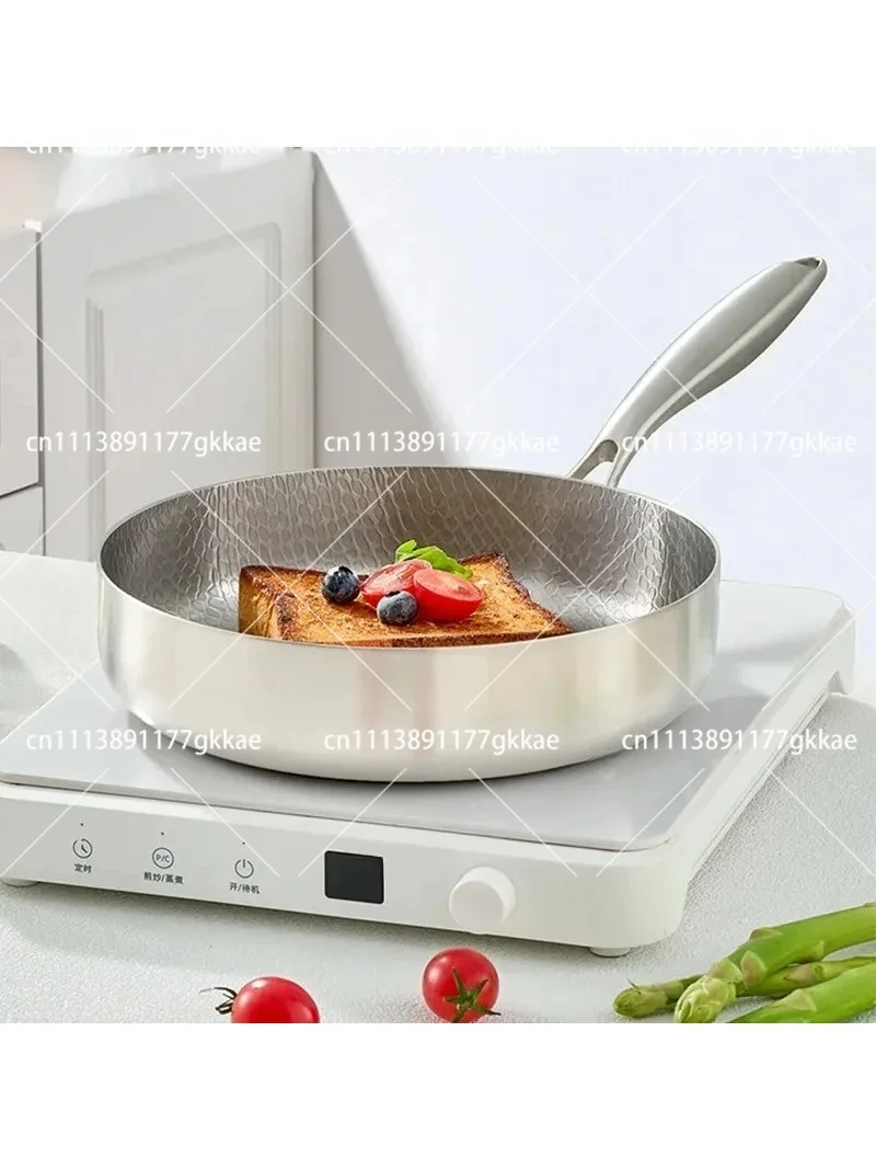 Stainless Steel Frying Pan Nonstick Wok Uncoated Pot Egg Steak Skillet Home Induction Cooker Gas Stove Kitchen Cookware
