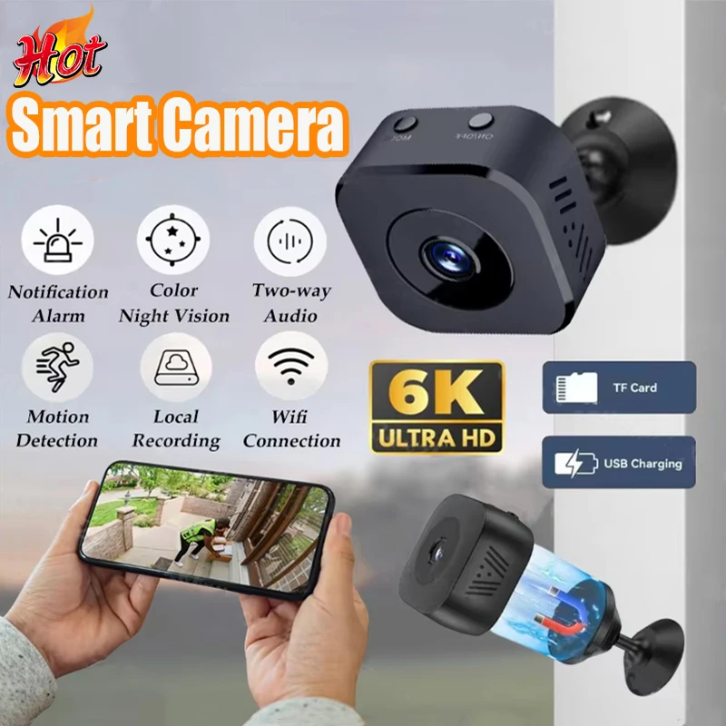 Mini Security Camera WiFi Surveillance 4K FullHD With 2 Way Audio Motion Detection Infrared Night Vision Security Cam