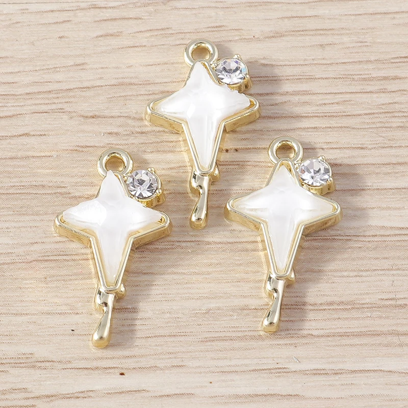 Tusember 4 Stück 12 x 22 mm brillante Kristall-Polaris-Stern-Anhänger für die Schmuckherstellung, DIY, handgefertigte Halskette, Ohrringe, Basteln – Detail 9