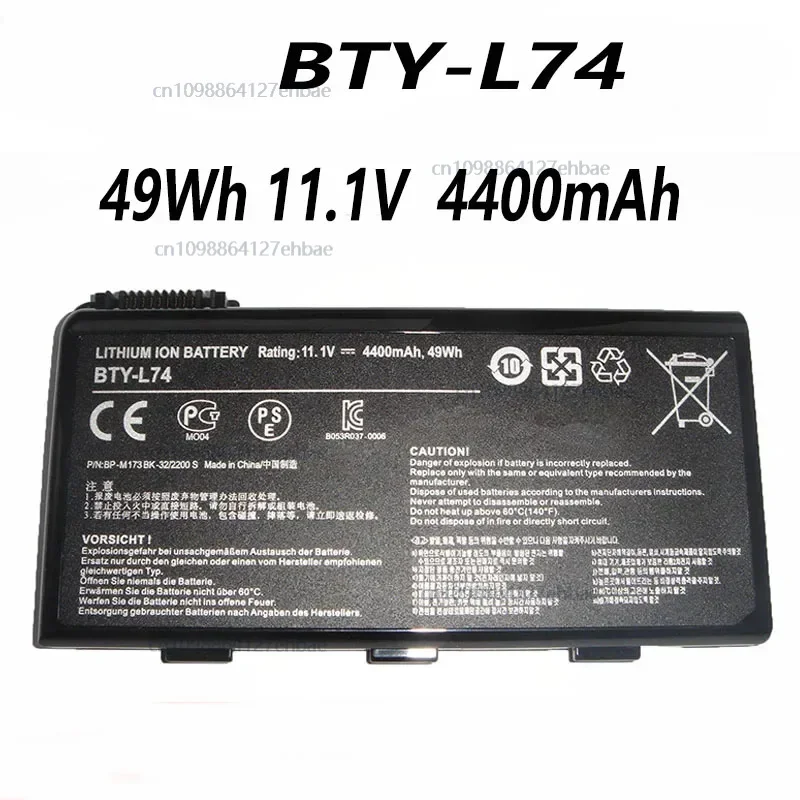 

BTY-L74 BTY-L75 49Wh 11.1V Laptop Battery For MSI MS-1682 A5000 A6000 A6200 A6203 A7005 A7200 CR500X CR600 CR610Fast