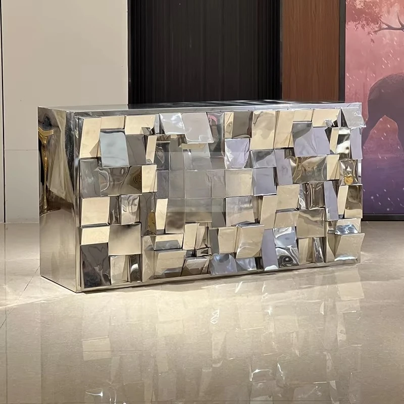 Nightclub Bar Furniture LED Stainless Steel Restaurant Hotel Mobile Bar Counter, Customizable Size and Color Bar Counter